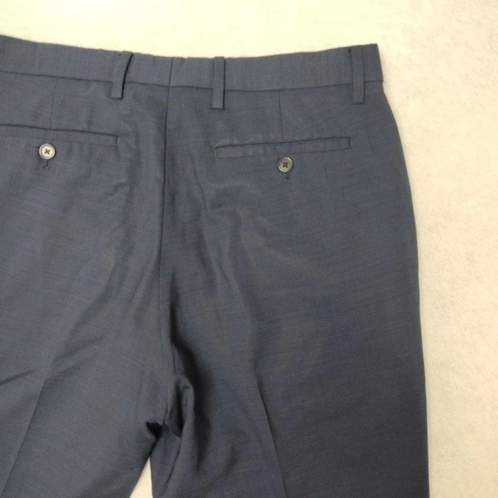 Banana Republic Pants Mens 33x34 Blue Slim Flat Front Dress Marzotto Wool Suit